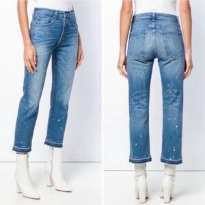 Veronica Beard Ines Paint Splatter Cropped Girlfriend Jeans - Size 29